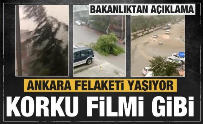 Ankara'da hayat felç! Gündüz geceye döndü! Yağmur ve fırtına