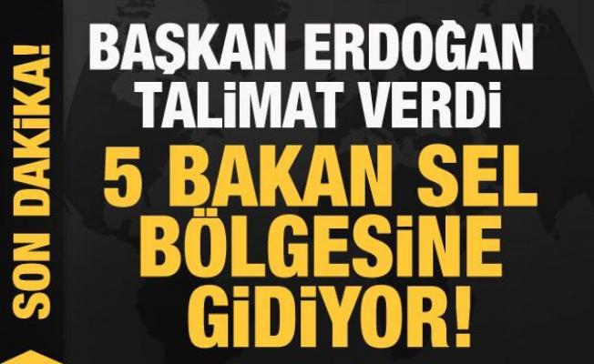 Başakn Erdoğan talimat verdi! 5 Bakan sel bölgesine gidiyor