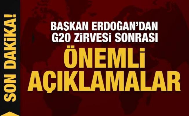 Cumhurbaşkanı Erdoğan G20 zirvesi sonrası konuşuyor
