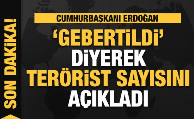 Cumhurbaşkanı Erdoğan 'Gebertildi' diyerek terörist sayısını açıkladı