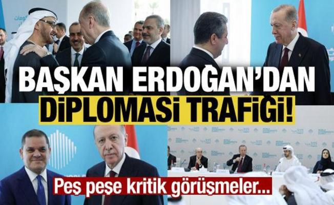 Cumhurbaşkanı Erdoğan'dan Dubai'de yoğun diplomasi trafiği!