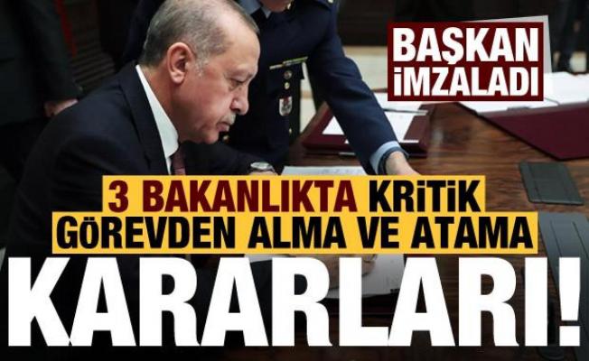 Erdoğan imzaladı: 3 bakanlıkta kritik atamalar ve görevden alma kararı!