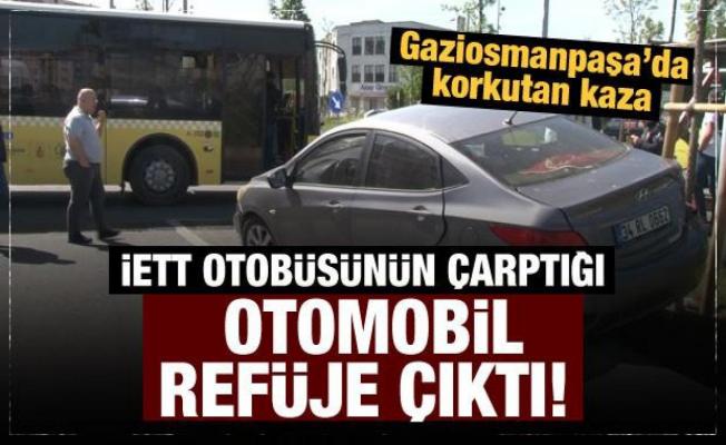 Gaziosmanpaşa'da İETT otobüsü ile otomobil çarpıştı: 3 yaralı