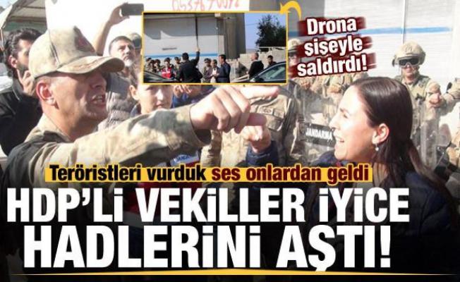 HDP'li vekiller hadlerini aştı! Operasyonu protesto etmek istediler: Drona şişe attı...
