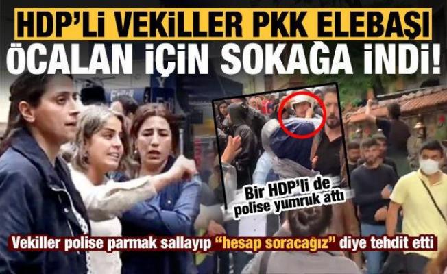 HDP'li vekiller PKK elebaşı Öcalan için sokağa indi! Polise parmak sallayıp tehdit ettiler