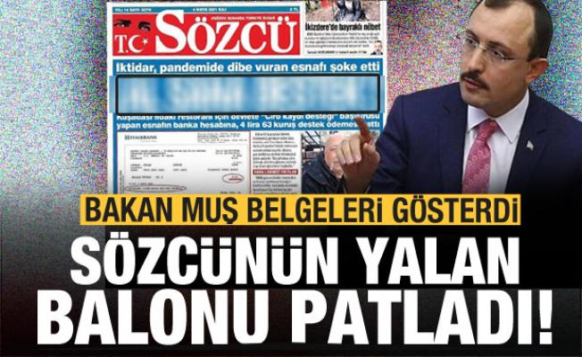 Sözcü gazetesinin manşetteki yalan balonunu Bakan Muş patlattı
