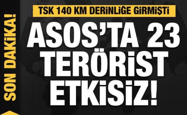 TSK'nın Asos harekatında 23 terörist etkisiz hale getirildi