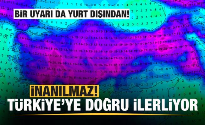 Türkiye'ye bir kar uyarısı da yurt dışından! İnanılmaz! Türkiye'ye doğru ilerliyor