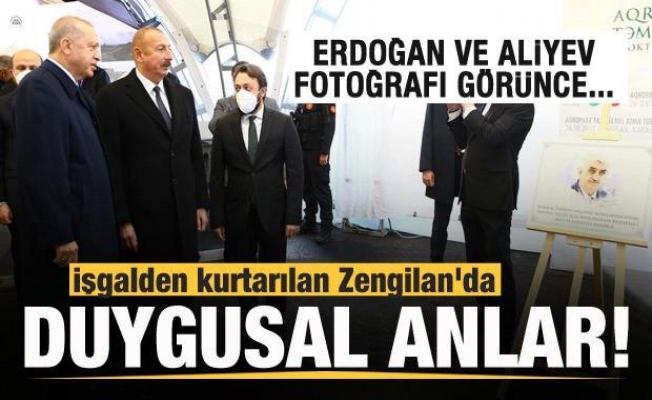 Zengilan'da duygusal anlar! Erdoğan ve Aliyev Özdemir Bayraktar'ın fotoğrafını görünce...